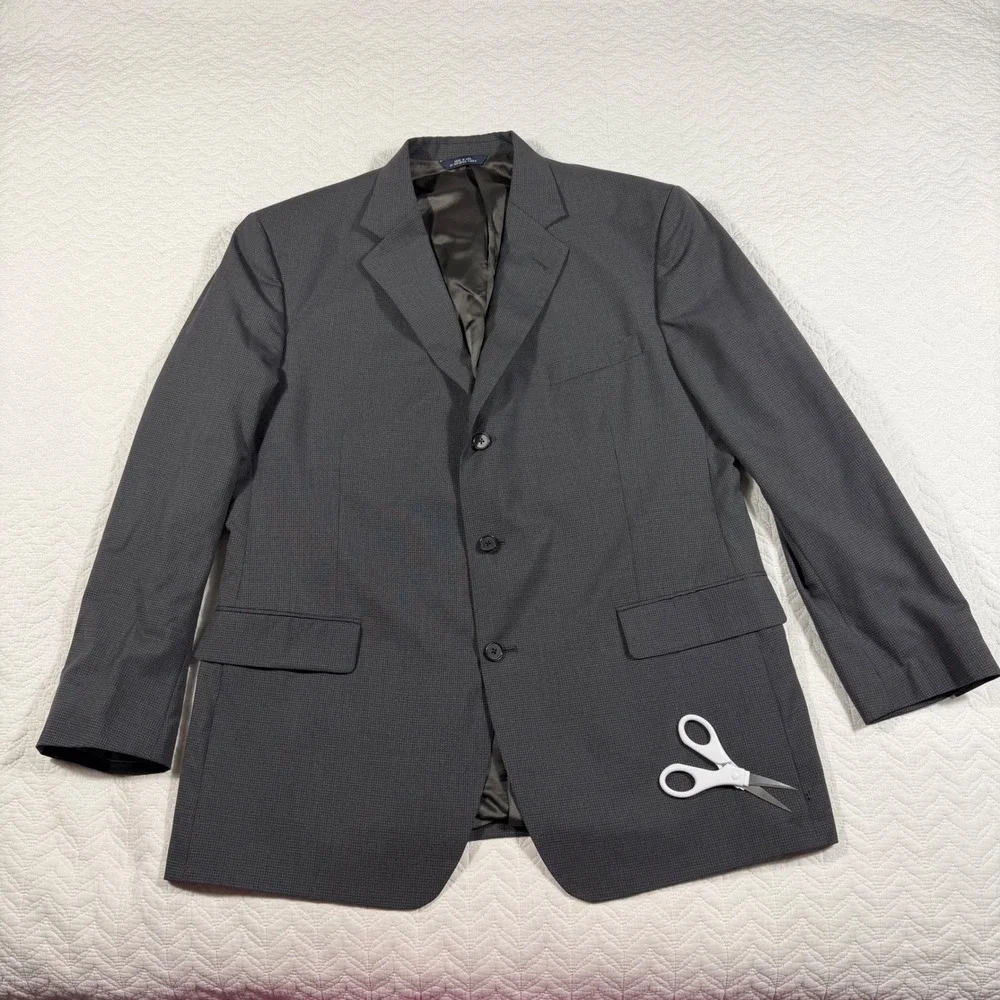 Vtg Brooks Brothers Men Suit Jacket Blazer 44/39 REG Dark Gray Wool Made in USA*